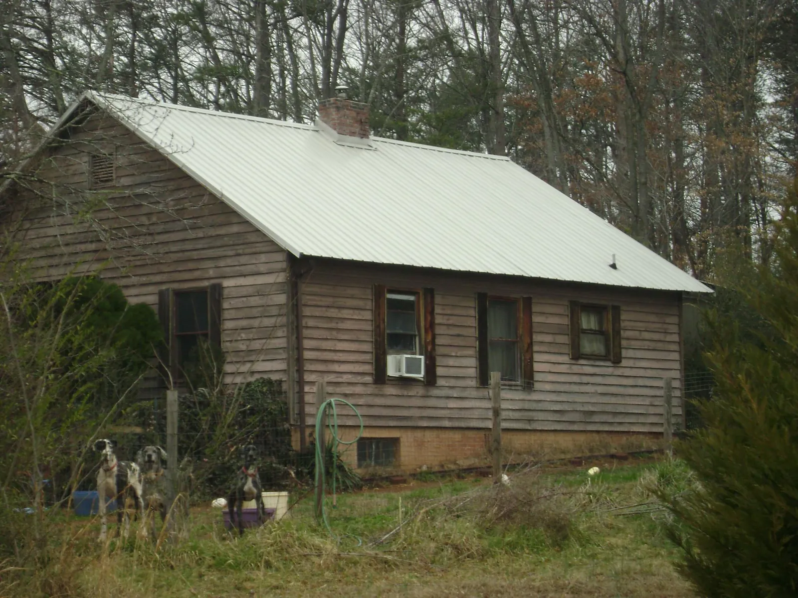 White metal roof on an old wood sided farmhouse, from a Asphalt Shingle Roof Repair job in East Setauket